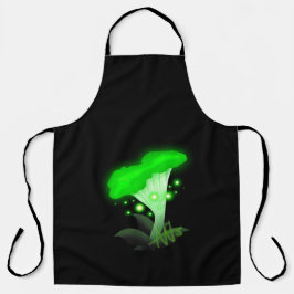 Delantal Fantasy Chanterelle Gslow Green Mushroom Black