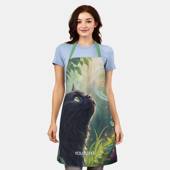 Delantal Fantasy Cute Black Cat Forest (Gastado)