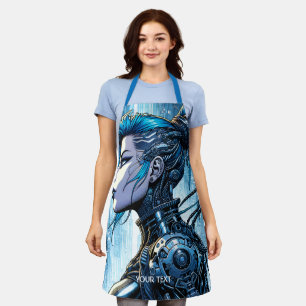 Delantal Fantasy Cute Blue Cyborg Chica