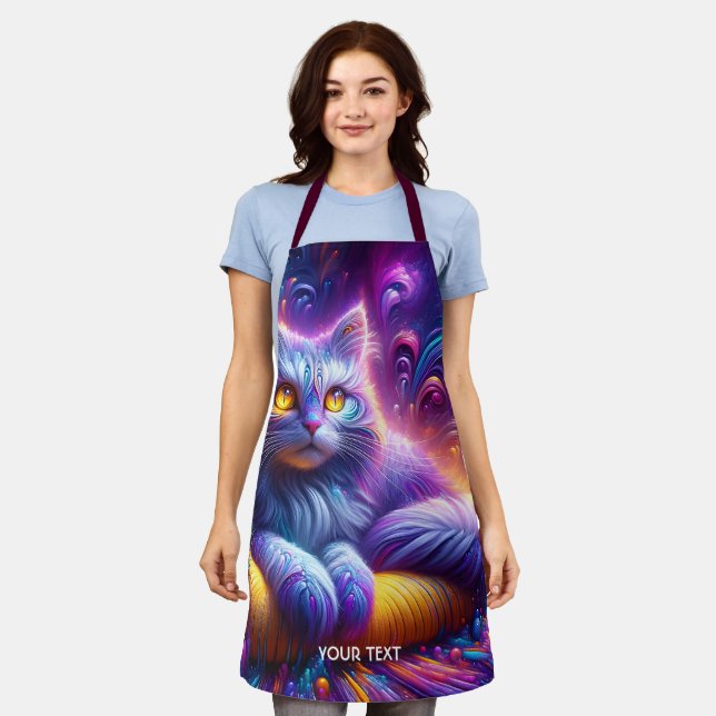 Delantal Fantasy Cute Blue Purple Cat (Gastado)