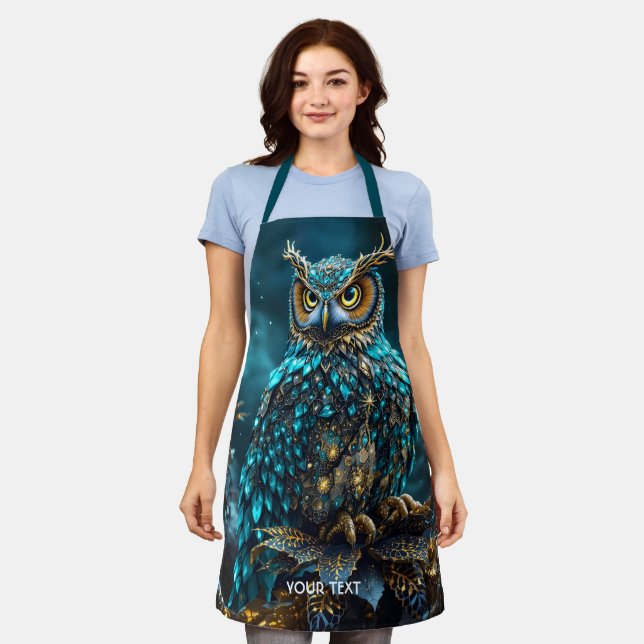 Delantal Fantasy Cute Brass Turquoise Owl (Gastado)