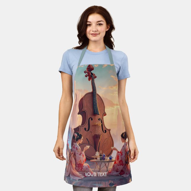 Delantal Fantasy Cute Chicas de violín té (Gastado)