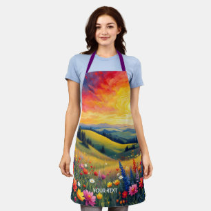 Delantal Fantasy Cute Hills Flores Sunset