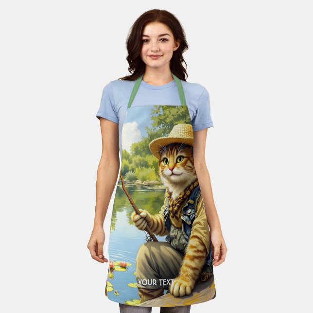 Delantal Fantasy Cute Lake Cat Pescando (Gastado)