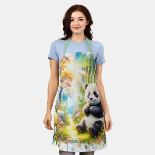 Delantal Fantasy Cute Panda Bamboo Forest