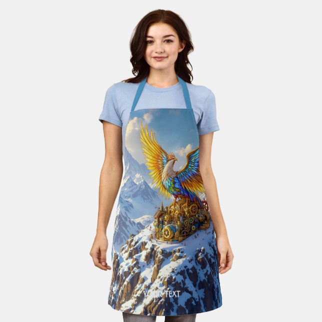 Delantal Fantasy Cute Steampunk Mountains Phoenix (Gastado)