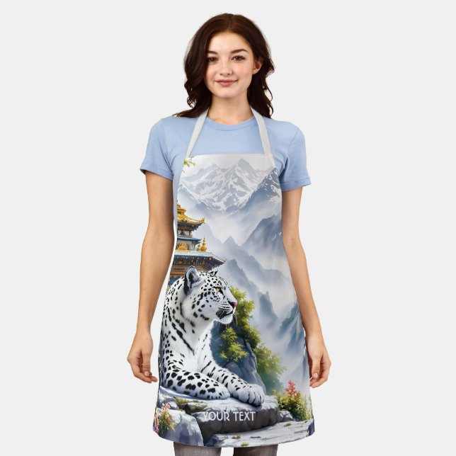 Delantal Fantasy Cute White Leopard Mountains (Gastado)