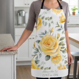 Delantal Farmacia personalizada de RX y Rosas Amarillas