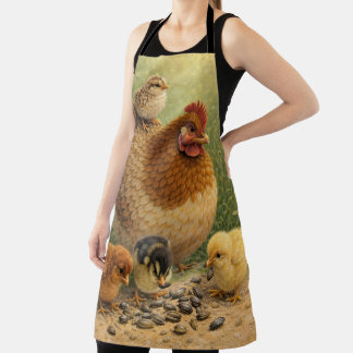 Delantal Farmhouse Mother Hen and Baby Chicks Apron