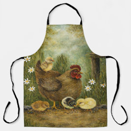 Delantal Farmhouse Mother Hen and Baby Chicks Apron