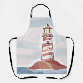 Delantal Faro clásico | Acuarela costera oceánica