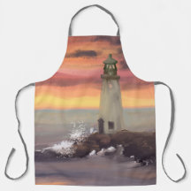 Faro Costero Con Cielo Rosa Y Naranja