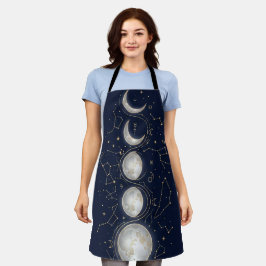 Delantal Fases Lunares Celestiales y Constelación del Zodia