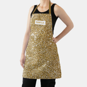 Delantal Faux Golden Yellow Purpurina Textura Look & Name