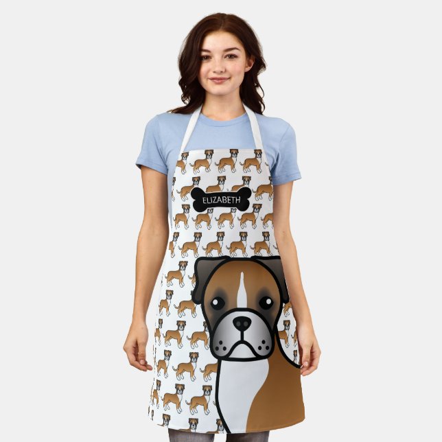 Delantal Fawn Boxer Cute Cartog y nombre (Gastado)