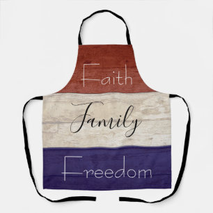 Delantal Fe familia libertad patriótico madera