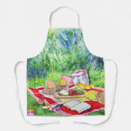 Delantal Fecha de picnic acuarela