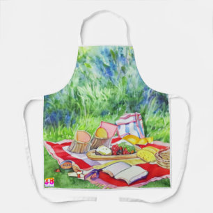 Delantal Fecha de picnic acuarela