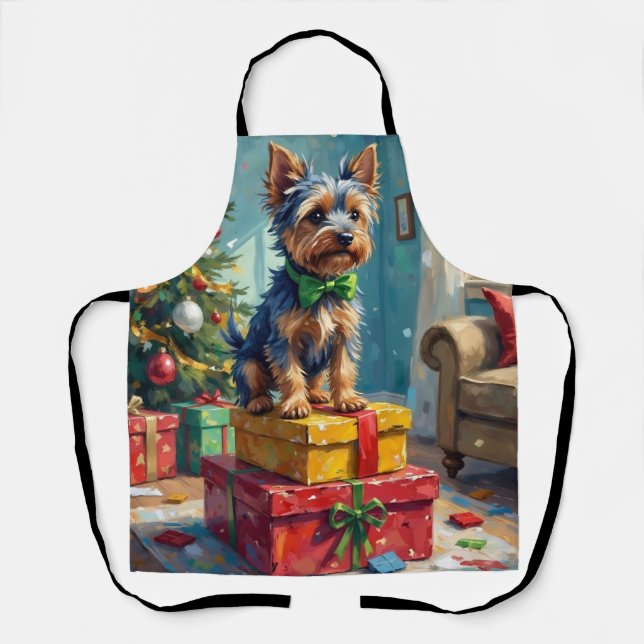 Delantal Feisty Australian Terrier King of Christmas Gifts  (Anverso)