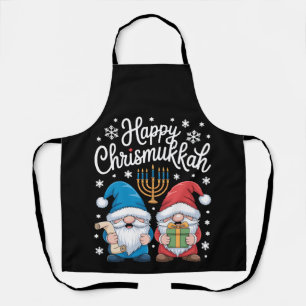 Delantal Felices Chrismukkah Gnomos Menorá Hanukkah Navidad