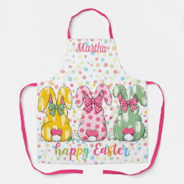 Delantal Felices conejitas de Pascua con Polka