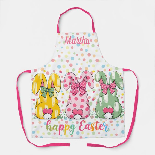 Delantal Felices conejitas de Pascua con Polka (Anverso)