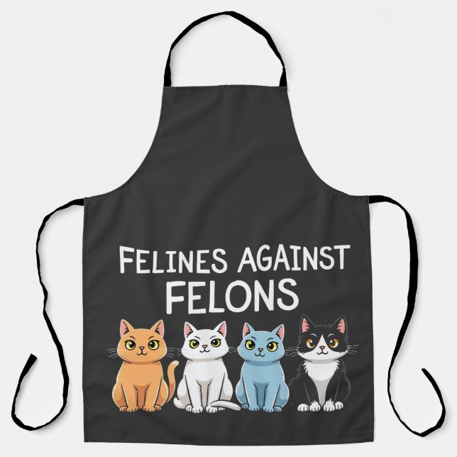 Delantal Felices contra los felinos Trump Harris (Anverso)