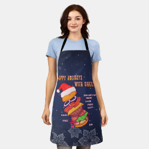Delantal Felices Fiestas con Queso, Hamburguesa de Navidad