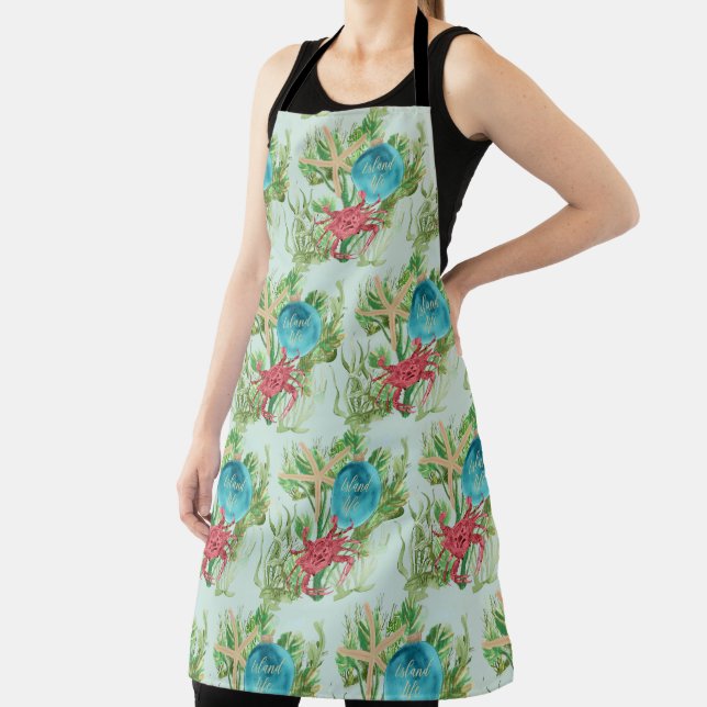 Delantal Felices Fiestas, costa de cangrejo rojo (in situ)