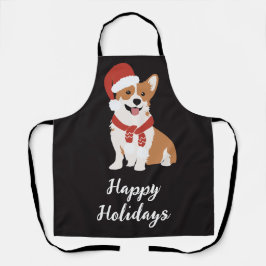 Delantal Felices fiestas Funny Cute Navidad perro Red Black