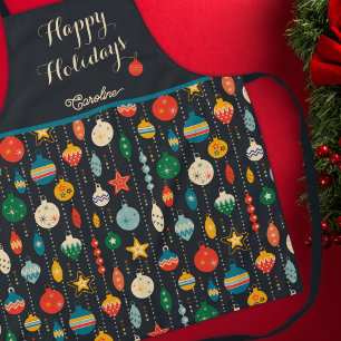 Delantal Felices Fiestas Personalizado de Ornamentos de Nav