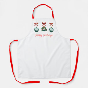 Delantal Felices Fiestas Trio de Ornamento Verde