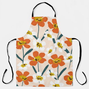 Delantal Felices flores pintadas en seco sin fisuras Vintag