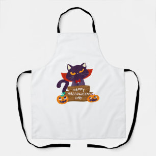 Delantal Felices Halloween Calabaza Graciosa Corta Gato Cam