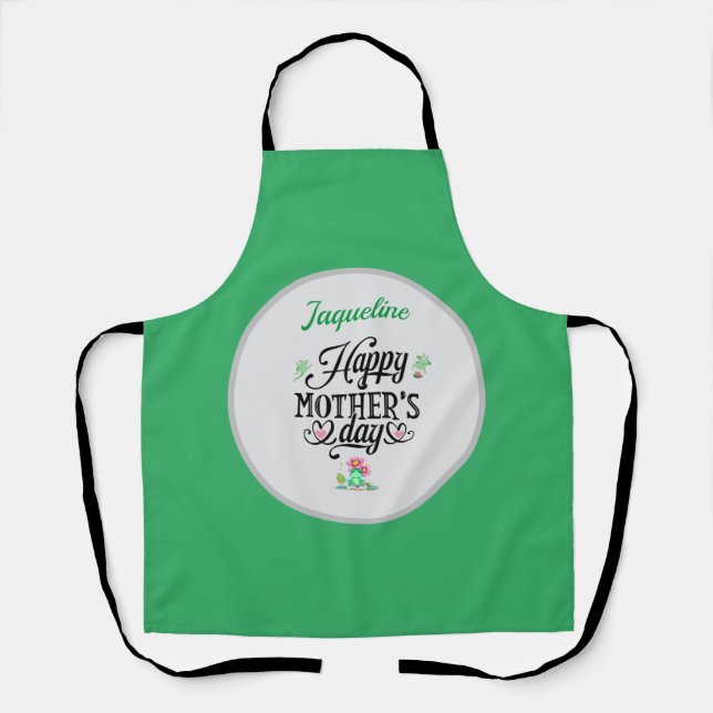 Delantal Felices ranas elegantes del día de la madre person (Anverso)