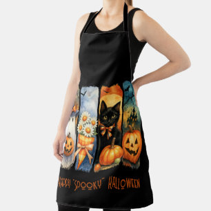 Delantal Felices "Spooky" calabazas de Halloween Fantasmas 