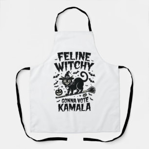 Delantal Feline Witchen votará Kamala Halloween