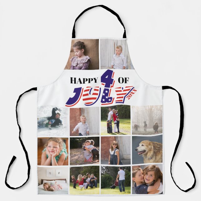 Delantal Feliz 4 de julio, collage de fotos Apron (Anverso)
