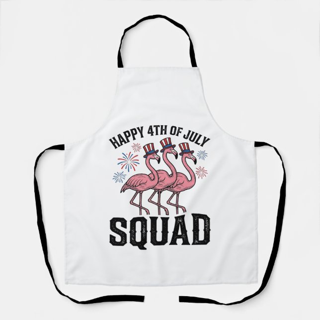 Delantal Feliz 4 de julio Flamingo Squad Diseño Vectorial_1 (Anverso)