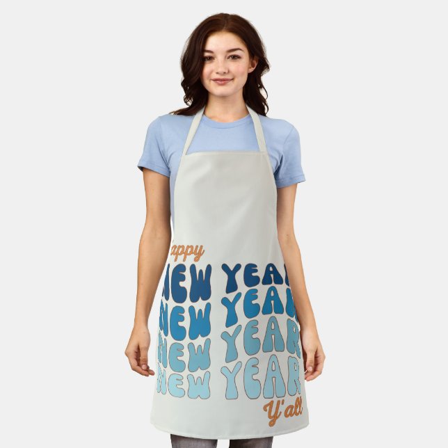 Delantal Feliz Año Nuevo y Groovy (Gastado)