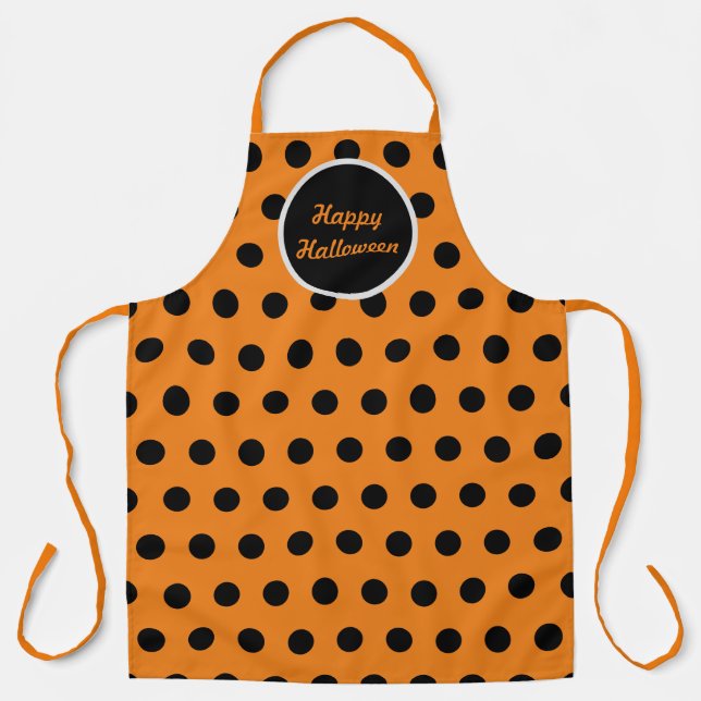 Delantal Feliz Apron de Halloween (Naranja y negro) (Anverso)