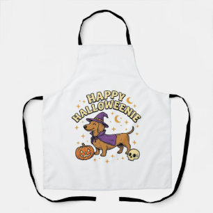Delantal Feliz Camiseta de Perro Bruja Dachshund de Hallowe