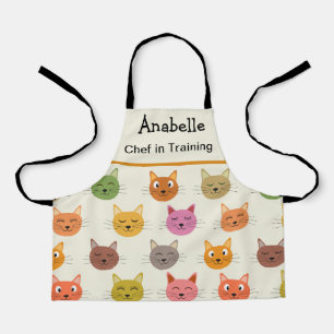 Delantal Feliz Chef kawaii Colorido de gatos en formación 