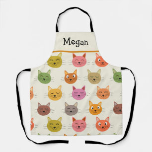 Delantal Feliz  Colorido kawaii Gatos de Dibujos Animados p