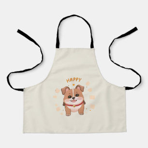 Delantal Feliz Corgi Pequeño En Estilo De Mano