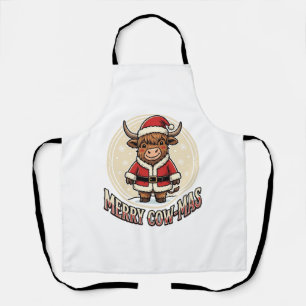 Delantal Feliz Cowmas Highland Cow Camiseta De Navidad Dise