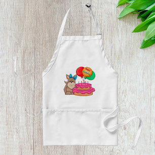 Delantal Feliz cumpleaños con una pipa con globos y pastele