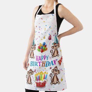 Delantal Feliz Cumpleaños Mono Impreso
