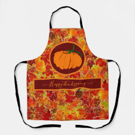 Delantal ¡Feliz Día de Acción de Gracias! Hojas Purpurinoso