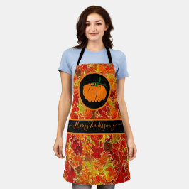 Delantal ¡Feliz Día de Acción de Gracias! Hojas Purpurinoso